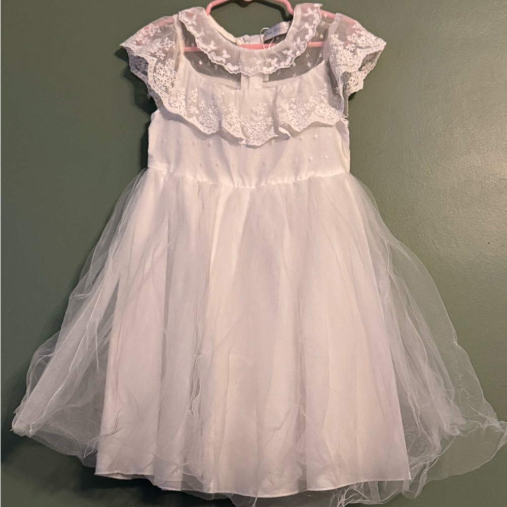 Trish Scully White Lace Tulle Dress 5 Costume Halloween Wedding Flower Girl